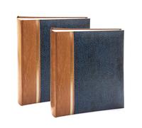 Kenro Grace Classic Photo Album for 200 Photos 7x5 / 13x18cm Blue Faux Leather Slip-In Pages and Memo Space - Pack of 2 - KD105UE
