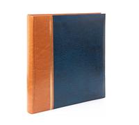 Kenro Grace Classic Non-Adhesive Photo Album with 100 Pages - Navy Blue Faux Leather Journal. Memory Photo Book. Non-Adhesive Picture Album for Home Display - KD103UE