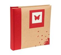 Kenro Green Wood Red Butterfly Photo Album with Kraft Paper Cover for 200 Photos 7x5 inch/13x18cm Family Photograph Album - GRW007RD