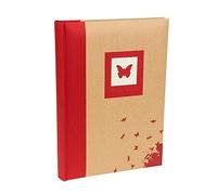 Kenro Green Wood Red Butterfly Photo Album with Kraft Paper Cover for 300 Photos 6x4 inch/10x15cm Family Photograph Album - GRW008RD