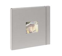 Kenro Grey Linen Photo Album for 200 Photos 7x5” / 13x18cm with Space for Photograph on Front Cover, Slip-In Pages, Modern Design Great for Family Photographs, Aztec Series - AZ103GY