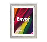 Kenro Grey PVC Photo Frame with White Mat for Photo 6x4 / 10x15cm (Frame Size 7x5 / 13x18cm) - EVC1015GY