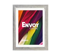 Kenro Grey PVC Photo Frame with White Mat for Photo 8x10 / 20x25cm (Frame Size 12x10 / 25x30cm) - EVC2025GY