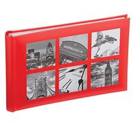 Kenro London City Series Red Small Photo Album for Six Photos 6x4 inch/10x15cm with Memo Space and Document Pocket Memento Gift for Holiday Vacation Weekend Trip, Slip-In Pages - LON102