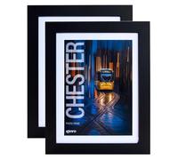Kenro Pack of 2 Chester Black Photo Frame 11x14 inch / 28x35cm with Mat for 8x12 inch / 20x30cm Photo