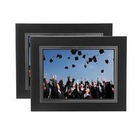 Kenro Pack of 20 Black Cardboard Strut Mount Photo Frames with Silver Border (6x4 / 10x15cm) - Card Photo Mounts for Graduation, School Photos, Weddings-PMA129/10