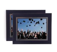 Kenro Pack of 20 Blue Cardboard Strut Mount Photo Frames with Silver Border (8x10 Inch/20x25cm) - Card Photo Mounts for Graduation, School Photos, Weddings - PMA142/10