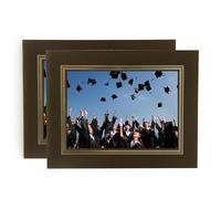 Kenro Pack of 20 Brown Cardboard Strut Mount Photo Frames with Gold Border (7x5 Inch/13x18cm) - Card Photo Mounts for Graduation, School Photos, Weddings - PMA100/10