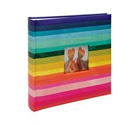Kenro Rainbow Photo Album for 200 Photographs 6x4 Inch / 10x15cm - Memory Photo Album with Brightly Coloured Horizontal Stripes, Slip In Pages & Memo Writing Space - KRA101