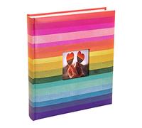 Kenro Rainbow Photo Album for 200 Photographs 7x5 Inch / 13x18cm - Memory Photo Album with Brightly Coloured Horizontal Stripes, Slip In Pages & Memo Writing Space - KRA101
