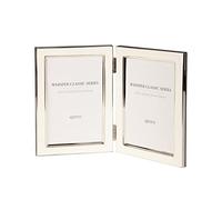 Kenro Whisper Classic White Twin 6x4 Inch / 10x15cm Photo Frame with Silver Plated Edging for 2 Photos - WSC1015W/2
