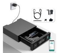 KENRONE Biometric Gun Safe with LED Clock, Quick Entry Safe Box for Handguns, Documents, Unlocks with Fingerprints, Passwords, APP, Cards, Drawer Safe for Home Nightstands