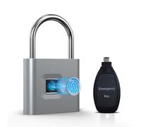 KENRONE Keyless Portable USB Charging Fingerprint Lock SL90 Smart Padlock Door Lock Quick Unlock Anti-Theft Fingerprint Padlock (Sliver-Plus)