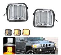 KENRTIR Clear Lens Switchback White/Amber Sequential LED Lamp Compatible with 2006-2010 Hummer H3 H3T Front Bumper Corner Side Marker Parking Turn Signal Lights