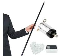 Kensally Xfunjoy 59"/150cm Black Magic Appearing Cane Magic Staff with Free Gloves and Video Turorial for Professional Magician Stage Street Magic Performance