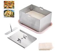 Kensbro 304 Stainless Steel Tofu Press with Tofu Press Gauze and Drip Tray Tofu Maker Multifunctional Cheese Press for Vegetarians or Tofu Lovers, BPA Free & Dishwasher Safe (16 x 12 x 9 cm)