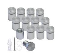 KENSHIRE 12PCS Aluminum Solid Sign Standoff Screws for Acrylic Advertising Screw Wall Fixing standoffs mounts Glass Display Signs 1/2” x 1/2” Inch 12x12mm(Satin Chrome Anodized Color)