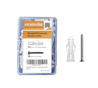 KENSHIRE #6 Concrete Wall Anchor and Stainless Steel Screw Assortment kit 100pcs Plastic Drywall Anchors and Flat Head Screws for Sheetrock Brick Cement Screw Anchor
