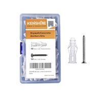 KENSHIRE #8 concrete wall anchor and stainless steel screw assortment kit 100pcs plastic drywall Anchors and flat head Screws for Sheetrock brick cement screw anchor
