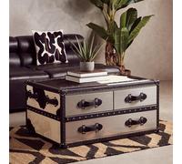 kensick wooden coffee table with 3 drawers in black and white