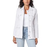 kensie Jeans for Women Lightweight Zip-Up Utility Jacket, White, Large