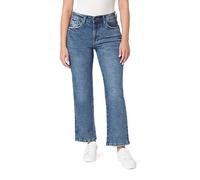kensie Jeans Women's High-Rise Straight Leg 27-Inch Inseam, Melbourne Wash with Destruction, 6