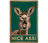 KENSILO Funny Donkey Bathroom Decor, Nice Ass Metal Tin Sign Wall Decor Farmhouse Sign for Toilet Restroom Washroom Decor Gifts 8x12 Inch
