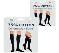 Kensington 75% Cotton Compression Socks Women & Men 18-21 mmHg 2-Pack 9-11 | 75% cotton compression socks for women & men, breathable flight and pregnancy support, soft all day wear, not hot synthetics