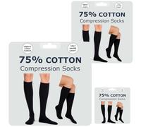 Kensington 75% Cotton Compression Socks Women & Men 18-21 mmHg 3-Pack 9-11 | 75% cotton compression socks for women & men, breathable flight and pregnancy support, soft all day wear, not hot synthetics