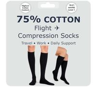 Kensington 75% Cotton Compression Socks Women & Men 18-21 mmHg Flight 6-8 | 75% cotton compression socks for women & men, breathable flight and pregnancy support, soft all day wear, not hot synthetics