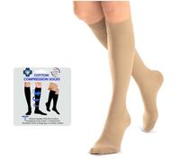 Kensington 75% Cotton Compression Socks Women & Men 18-21 mmHg Nude 6-8 | 75% cotton compression socks for women & men, breathable flight and pregnancy support, soft all day wear, not hot synthetics
