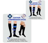 Kensington Compression Socks 18-21 mmHg for Women & Men - 2 Pairs Graduated Medical Compression Stockings for Circulation Relief - Breathable Cotton Flight Socks for Travel & Pregnancy Size 6-8