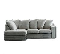 Kensington Deluxe Chenille Corner Sofa 3 - 4 Seater L Shaped Corner Sofa Left Hand Facing Charcoal or Seal Furnishings For Less UK Light Grey One Size