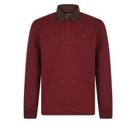 Kensington Eastside Kaleo Brushback Fleece Pullover Polo Sweatshirt with Corduroy Collar in Pomegranate M