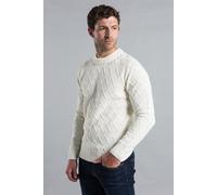 Kensington Eastside Men's Cable Knit Crew Neck Jumper in White | Size: XL Kensington Eastside White XL