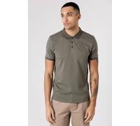 Kensington Eastside Men's Cotton Jacquard Button-Up Jersey Polo with Logo Badge in Khaki | Size: XL Kensington Eastside Khaki XL