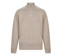 Kensington Eastside Men's 'Denzel' Knit Lined Quarter Zip Funnel Neck Knitted Jumper Beige