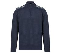 Kensington Eastside Men's 'Denzel' Knit Lined Quarter Zip Funnel Neck Knitted Jumper Blue