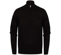 Kensington Eastside Men's Funnel Neck Quarter Zip Knitted Jumper Black