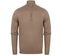 Kensington Eastside Men's Funnel Neck Quarter Zip Knitted Jumper Taupe