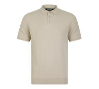 Kensington Eastside Men's 'Ings' Textured Birds-Eye Weave Knitted Cotton Polo Shirt Stone