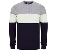 Kensington Eastside Men's Levy Colour Block Crew Neck Knitted Jumper - Light Silver Marl - XL