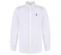 Kensington Eastside Men's Leyburn Cotton Twill Long Sleeve Smart Casual Button Down Collar Shirt Bright White