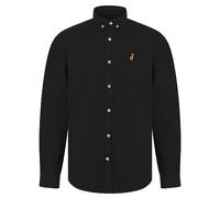 Kensington Eastside Men's Leyburn Cotton Twill Long Sleeve Smart Casual Button Down Collar Shirt Jet Black