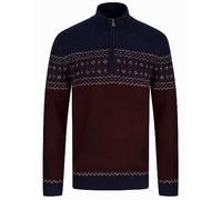 Kensington Eastside Men's Remedy Quarter Zip Fairisle Knit Funnel Neck Jumper