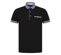 Kensington Eastside Men's 'Riddle' Stretch Cotton Jersey Button Down Collar Polo Shirt Jet Black