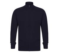 Kensington Eastside Men's Zip Through Funnel Neck Plain Knitted Lightweight Cardigan Dark Navy