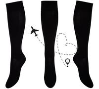 Kensington Flight Socks for Women & Men - 18-21mmHg Graduated Compression - Black Cotton Travel Socks for Long Haul Flights & Work - Anti-DVT Support