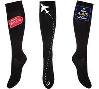 Kensington Flight Socks for Women & Men - Black Cotton Travel Socks for Long Haul Flights - Anti-DVT Stockings for Flying & Work Comfort 2PK Size 9-11