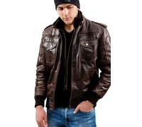 Kensington Genuine Milled Buffalo Leather Bomber Jacket for Men | Classic Style with Premium Quilted Lining | Soft & Durable Milled Leather Outerwear (L)